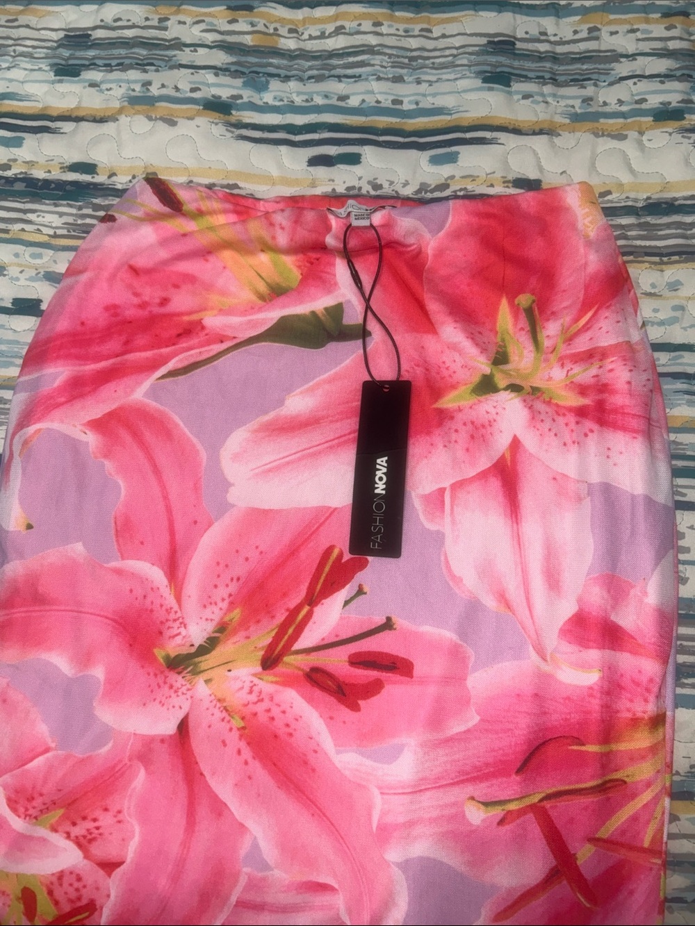 Floral Pink Maxi Mesh Skirt - Picture 3 of 5